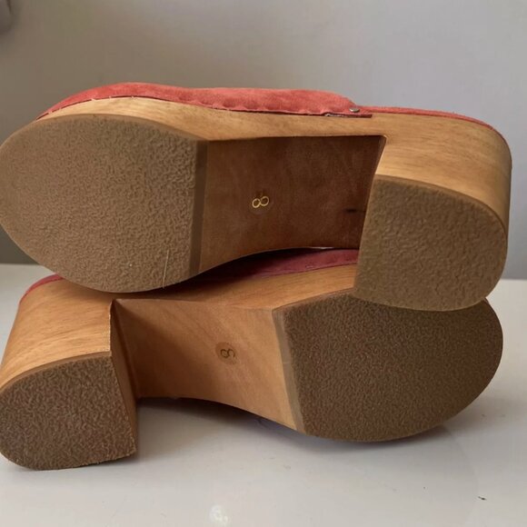 NIB Charlotte Stone Marlo Suede Clogs In Cerise Pink Size 8 - Picture 4 of 4